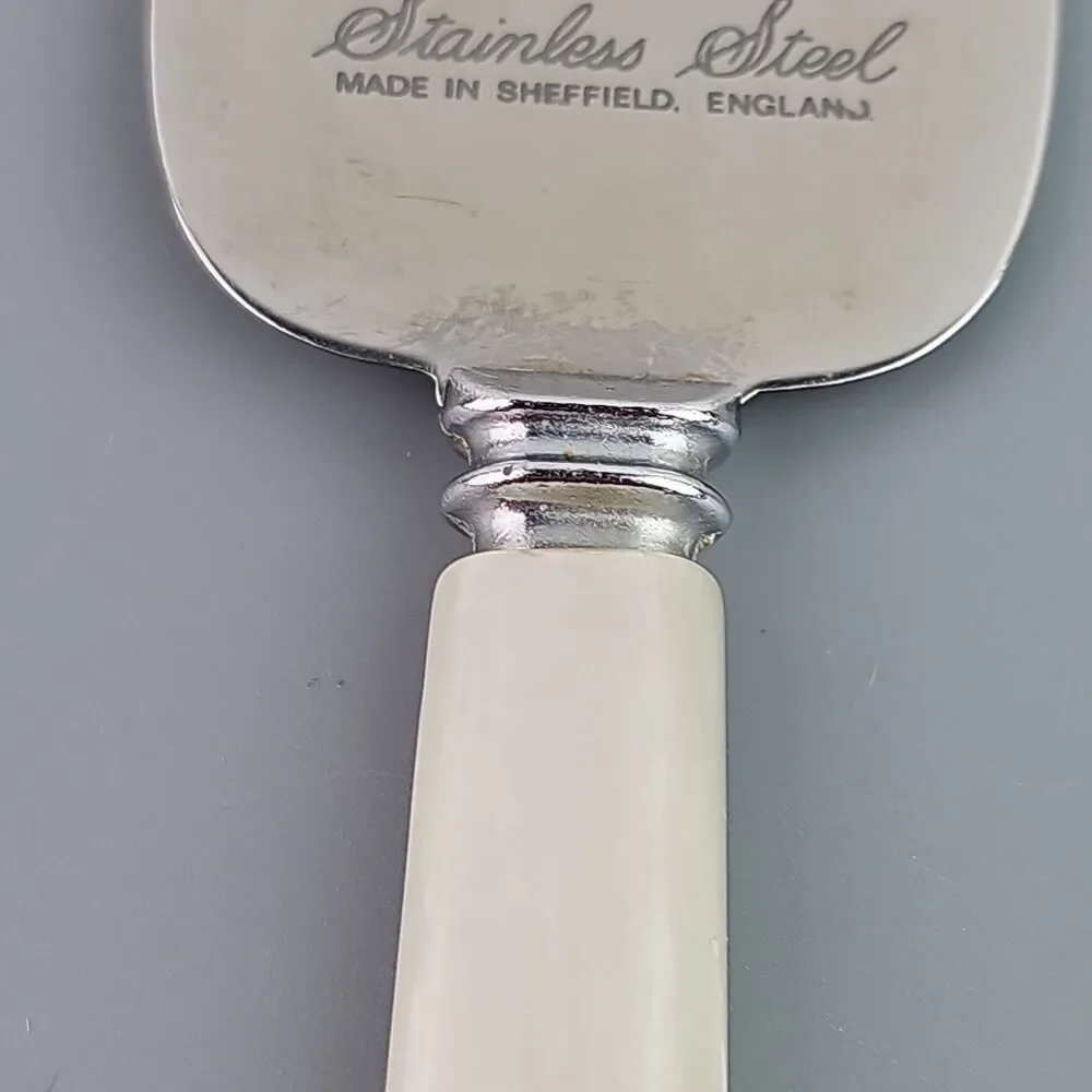 Vintage Wedding Cake Server Sheffield England Pearlized Handle Stainless Steel
